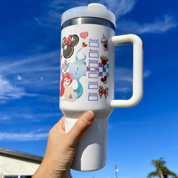 Large 40oz Double wall stainless Tumbler Disney Mermaid Princess Ariel, keeps dr - Picture 3 of 6